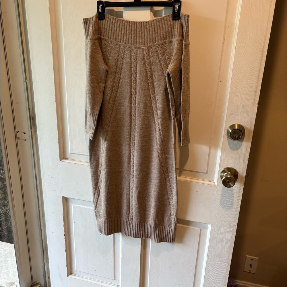 New York & Company Beige Knit Sweater dress